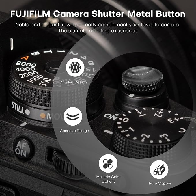 REYGEAK for Fujifilm Camera Shutter Button,4 Pcs Copper Soft Shutter Release Button,Camera Shutter Button Fits for Fuji Fujifilm X100 X100VI X-T5 X-T4 X-T3 Accessories(Red/Brass/Orange/Black) | Camera Shutter Button Accessories for Fuji Fujifilm X100 X... - Image 2