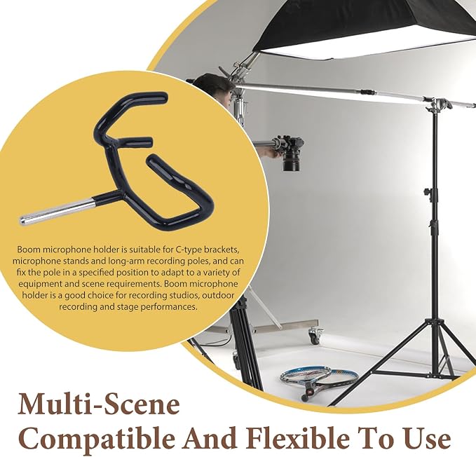 Boom Pole Holder Microphone Metal Cradle Mount Stand for Mic Stands | Compatible With C Stands, Metal Construction, for Studio Audio Use - Image 4