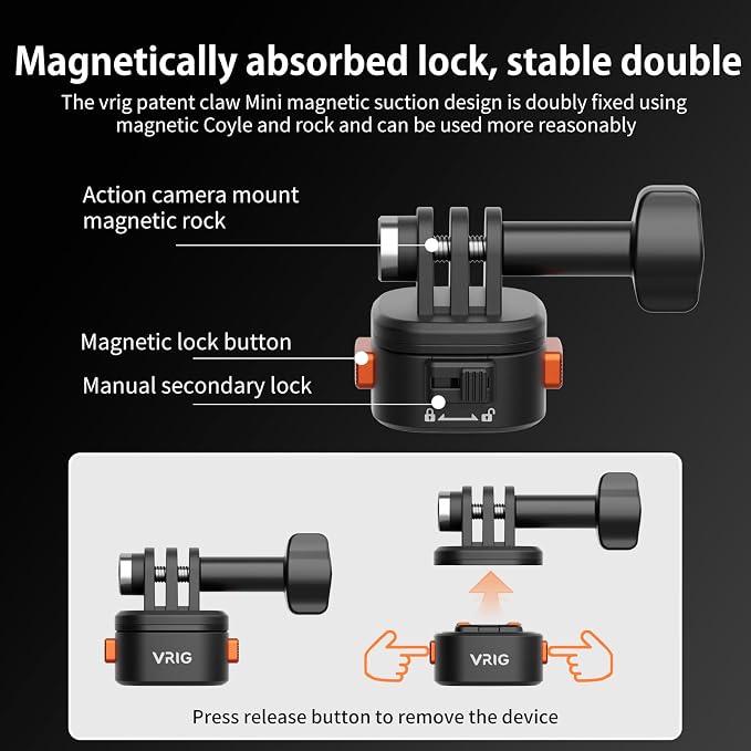 VRIG Quick Release Base Mount Kit for GoPro Accessories, Magnetic Quick Release Camera Tripod Mounts for Insta 360, DJI Osmo Action 5Pro/4/3,Go Pro Hero 13 12 11 10 9,with 1/4" Screw Hole for Tripod - Image 2