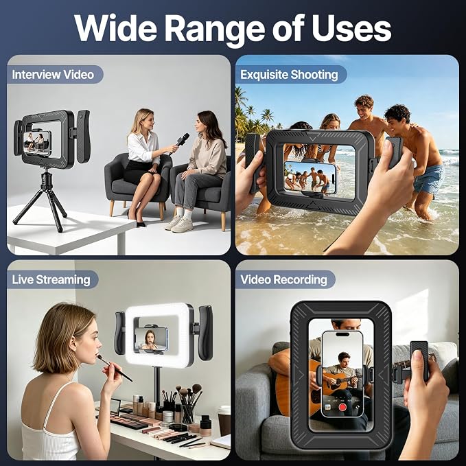 yAyusi Handheld Cell Phone Stabilizer with Light,Phone Light for Video Recording with Handle,3600mAh LED Selfie Ring Light for Phone with Phone Holder,Smartphone Video Rig for Camera,Vlog,TikTok - Image 2
