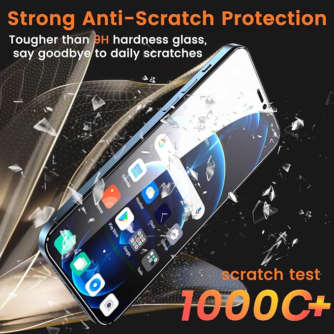 Lesakit 3+3 Pack Privacy Screen Protector for iPhone 12 Pro Max 6.7-Inch with 3 Pack Camera Lens Protector, Anti Spy Tempered Glass Film 9H Hardness Bubble Free Case Friendly - Image 4
