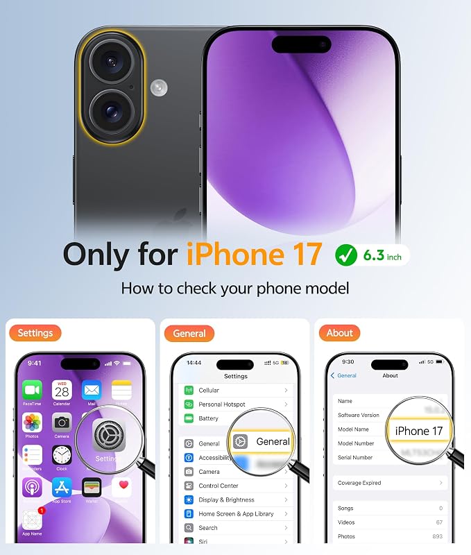 FNTCASE for iPhone 17 Case, Compatible with Magsafe, Glass Screen Protector | Full Camera Protection, Translucent Matte, 14FT Military Grade Drop Proof, Shockproof Protective Phone Cover, Purple - Image 2