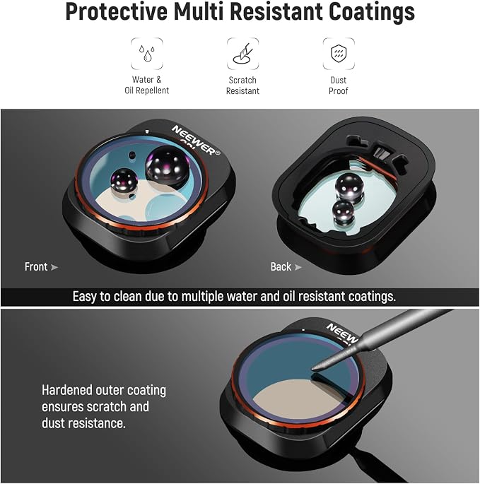 NEEWER ND/PL Filter Set Compatible with DJI Mini 4 Pro, 6 Pack UV CPL ND8/PL ND16/PL ND32/PL ND64/PL Polarizer Neutral Density Drone Lens Accessories, Multi Coated HD Optical Glass/Aluminum Frame - Image 8