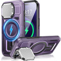 Camera Stand Case for iPhone 15 Pro Max, [Compatible with Mag Safe] [Lens Cover] 2024 Version Military Grade Protective Soft Case for iPhone 15 Pro Max 6.7 inch Men Women, Purple by WASTROYAL