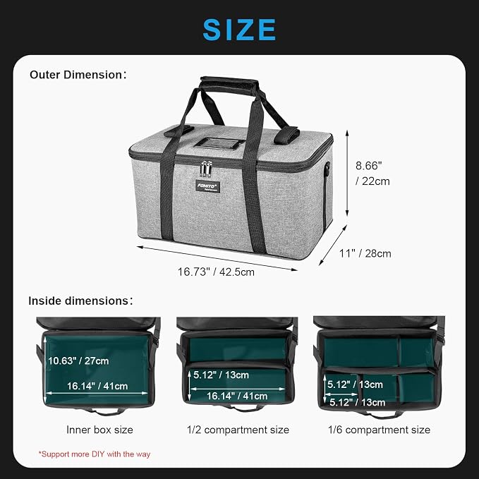 FOMITO AB-27 Foldable Camera Bag 16.73in x 11in x 8.66in Shockproof Case for DSLR, Gimbal, Drone Heavy-Duty Handle DIY liner - Image 5