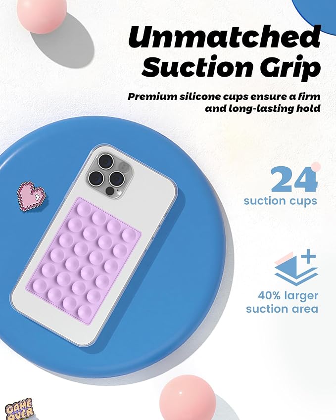 amBand ASMR Stuff Silicone Suction Phone Mount, Stable Hands-Free Sticky Holder for iPhone, Cute Aesthetic Gear for TikTok Influencers & ASMR Content Creator, Lilac Purple - Image 4