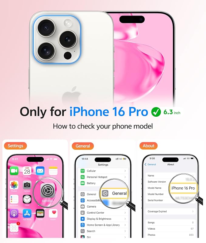 FNTCASE for iPhone 16 Pro Case, Fit for Magsafe, with Screen Protector | Full Camera Protection, Translucent Matte, 14FT Military Grade Drop Proof, Shockproof Protective Phone Cover, Hot Pink - Image 2
