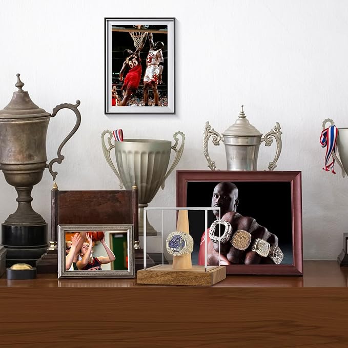Clear Acrylic Championship Ring Display Case with Wood Stand Base, Memorabilia Stand Cube Holder Dust Protection Transparent Storage Box for Sports Baseball Basketball Fan Souvenir Protection Supplies - Image 8