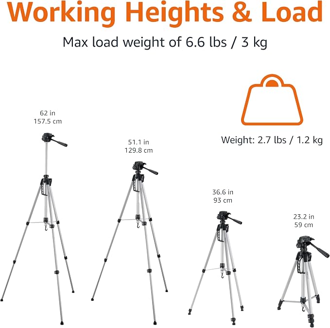 Amazon Basics 60-inch Lightweight DSLR Tripod with Bag, Black - Image 4