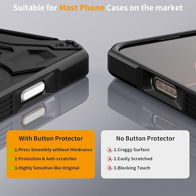 AMANECER 2 Pack Camera Control Button Protector for iPhone 17 Pro/Pro Max, Auto-Alignment Rugged Sensitive Slide Capacitive Protective Cover fit Apple Phone Side Click Touch Capture Key, Silver - Image 4
