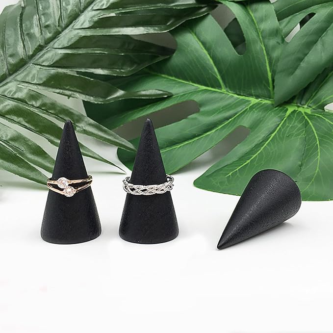 Ring Display Stand 5Pcs Wood Rings Holder Cone Shape Rings Stand Jewelry Display Rack for Business Photoshoot Room Decoration - Image 6