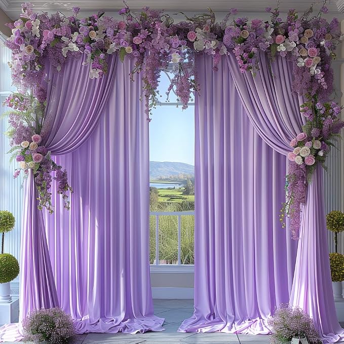 10x10ft Wrinkle Free Lavender Backdrop Curtain for Parties Soft Fabric Drapes Wedding Curtain Backdrop for Birthday Party Decorations Background for Photography 5x10ft,2 Panels - Image 8