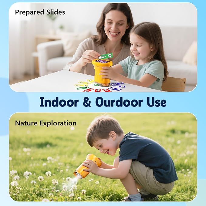 Odatay 4K 1000X Digital Microscope for Kids with 32G Card, Long Distance Viewing & 2.4" Screen Portable Handheld Edu Toys for Age 3-12 Exploring Bugs Plants at Home Classroom & Outdoor Travel, Yellow - Image 7