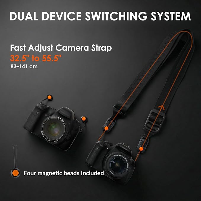 TARION Quick Release Magnetic Camera Neck Strap Magislide | Four Dyneema Cord Safety Anchors, 110 lb Load Capacity, 33-56 inches Adjustable, for DSLR SLR Mirrorless Cameras - Image 4