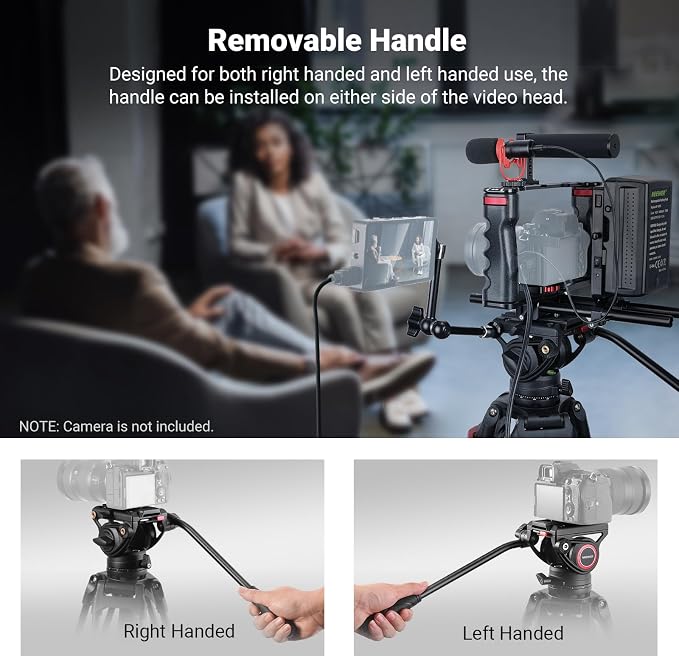 NEEWER 74" Video Tripod with Fluid Head, QR Plate , Aluminum Heavy Duty Camera Tripod Professional for DSLR Cameras Camcorders, Max Load 17.6lb/8kg, TP74 - Image 6