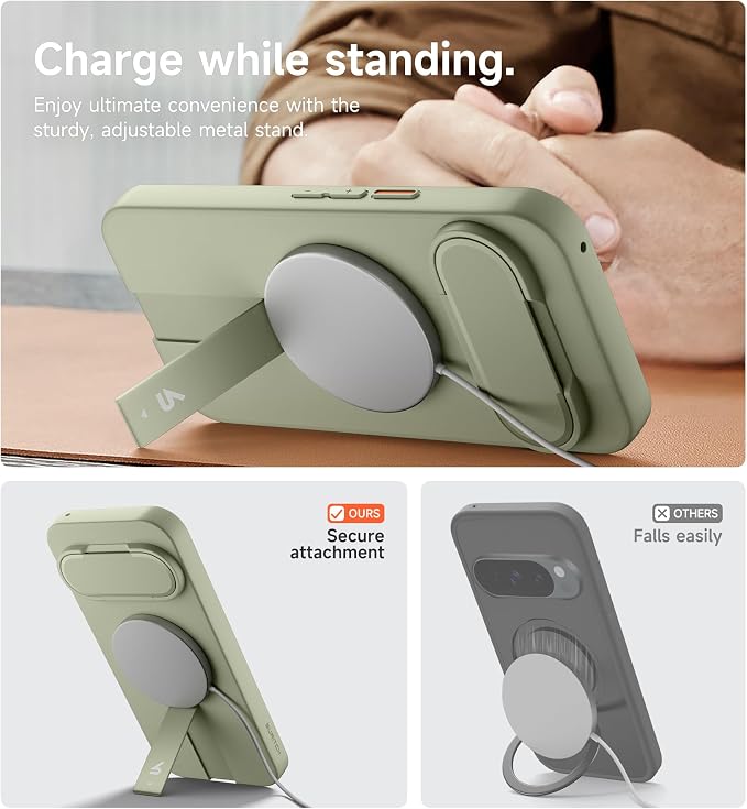 SURITCH for Google Pixel 11 Pro XL Phone Case, Compatible with MagSafe, Protective Cover with Camera Cover & Adjustable Metal Kickstand for Pixel 11 Pro XL 2026 -Sage Green - Image 6