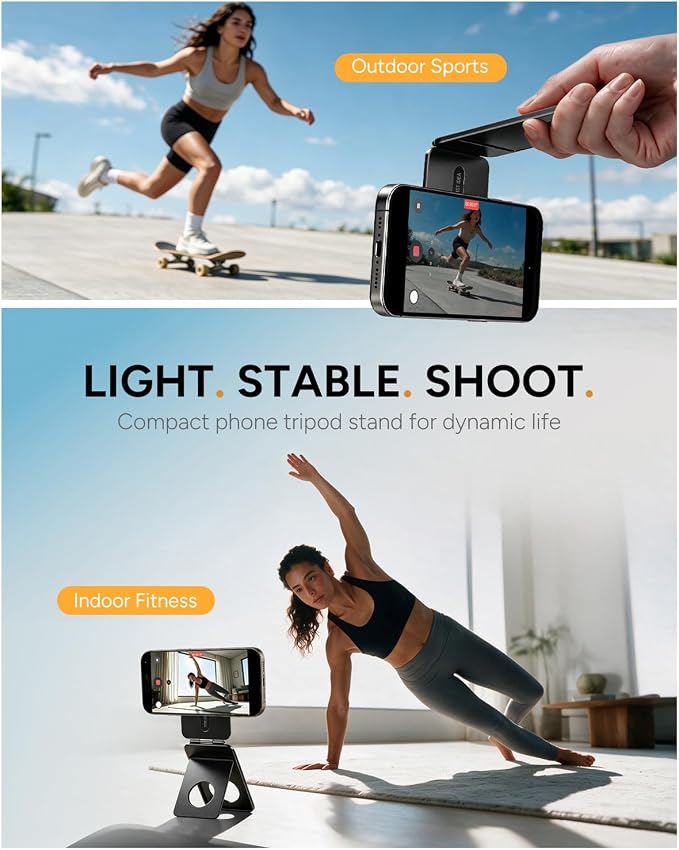 1ST IDEA for MagSafe Tripod Stand Ultra-Thin 0.23" | Aluminum Alloy Magnetic Tripod for iPhone, Flexible 20x Magnet Phone Stand Gift Accessories for Women Men for iPhone 17 16 15 14 13 12 Series - Image 6