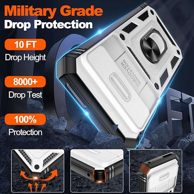 Gritup for Pixel 9/9 Pro Case Military-Grade Shockproof with Kickstand | with 2 PCS Screen Protector, Slide Camera Cover, Heavy Duty Outdoor Protection Funda para Google 9/9 Pro Cover White+Black - Image 2