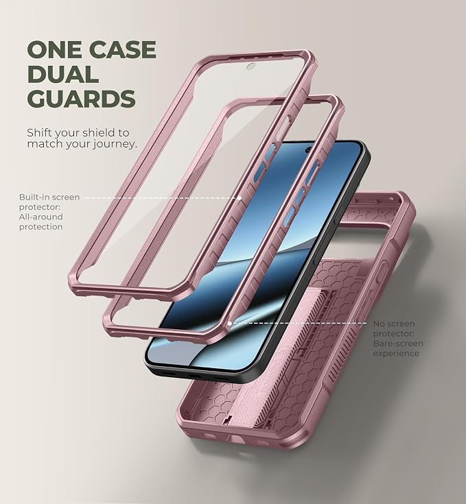 Dexnor for Google Pixel 11 Pro XL Case with Slide Camera Cover & 2 Front Frames & Built-in Screen Protector & Kickstand,Full-Body Shockproof Protective Cover Heavy-Duty Rugged Cases,Peony Pink(2026) - Image 5