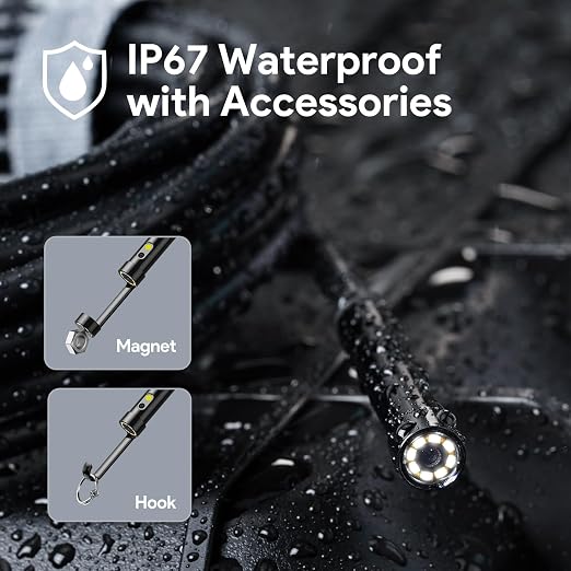 DEPSTECH 2K Endoscope Camera with Light, Dual Lens 2560P Phone Borescope | Inspection Scope for iPhone Android, Semi-Rigid Snake Cable, 9LEDs, IP67 Waterproof, for Automotive, HVAC, Plumbing, Mechanic - Image 8