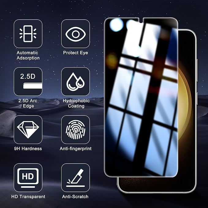 2+2 Pack for Samsung Galaxy S23 Plus Privacy Screen Protector | Camera Lens Protector, Auto-Alignment Tool, Ultrasonic Fingerprint Unlocking, 9H Tempered Glass, Anti-Spy, Case Friendly - Image 9