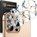 UniqueMe for 3 Pack iPhone 16 Pro/16 Pro Max Camera Lens Protector- Gold | Drop Protection, Case Friendly, 9H Tempered Glass, Camera Cover Screen, Update New Version by UniqueMe