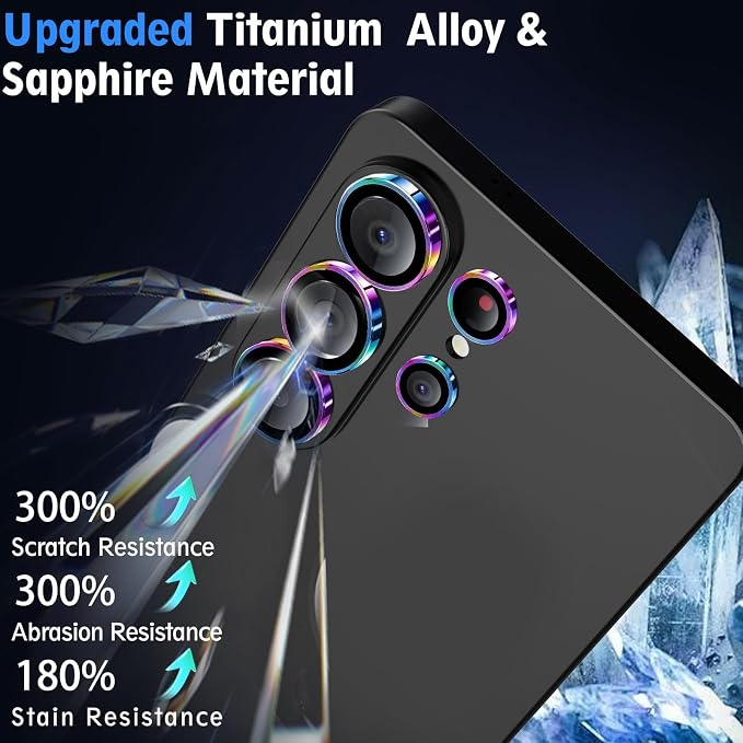 SiHPuoy 2Set Camera Lens Protector for Samsung Galaxy S26 Ultra, Colorful | 9H+ Tempered Glass, Military Grade Shatterproof, Anti-Scratch,Case Friendly,HD Metal Camera Cover,Does not Affect Night Shots - Image 4