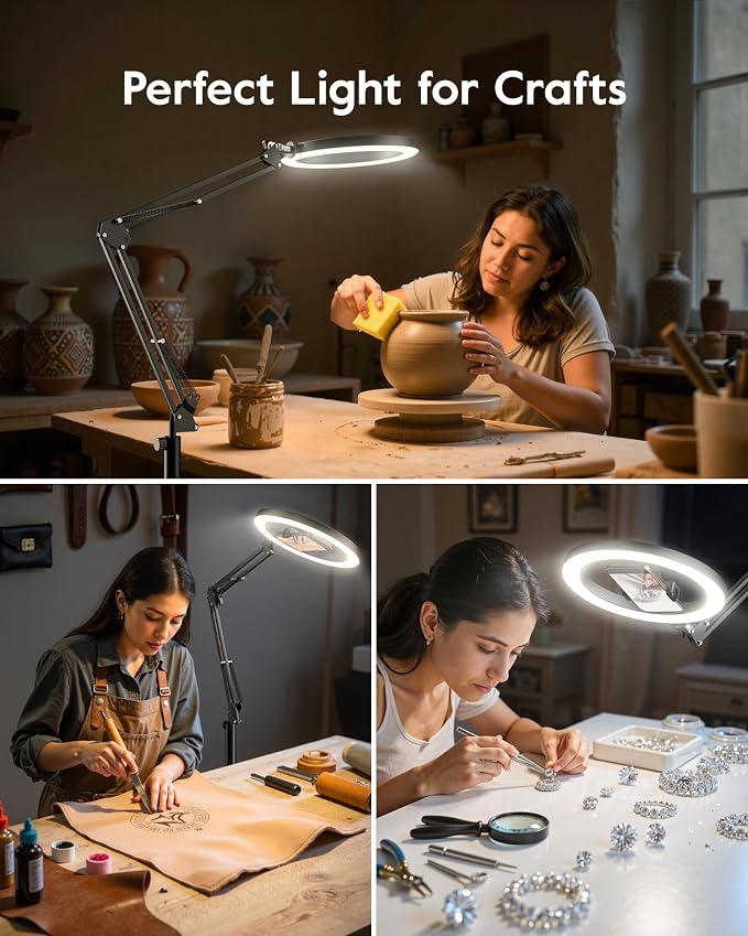LUXSURE Ring Light Tripod for iPhone with Light, Overhead Phone Mount with Phone Holder, Adjustable Ring Light with Stand and iPhone Tripod for Video Recording,Cooking,Painting,TikTok,YouTube - Image 4