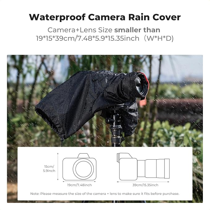 K&F CONCEPT Camera Rain Cover, Waterproof Camera Cover for Nikon Canon Sony | Anti-Fog Window, Waterproof Zipper, Secure & Non-Slip Hold, DSLR/Mirrorless & Lenses Compatible, Raincoat Design, BR01 - Image 2