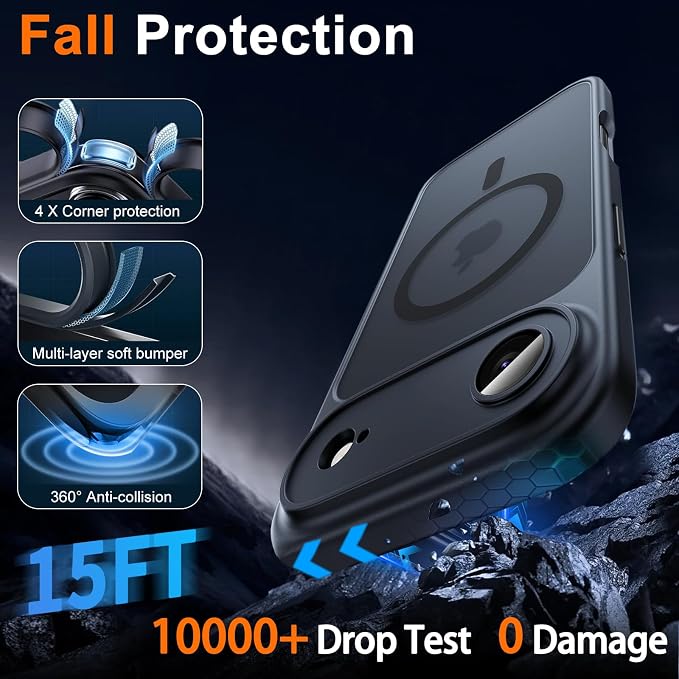 for iPhone Air Case with Privacy Screen Protector, Black | Full Camera Protection, Magnetic, Compatible with MagSafe, Translucent Matte Shockproof Phone Cover for iPhone 17 Air - Image 6