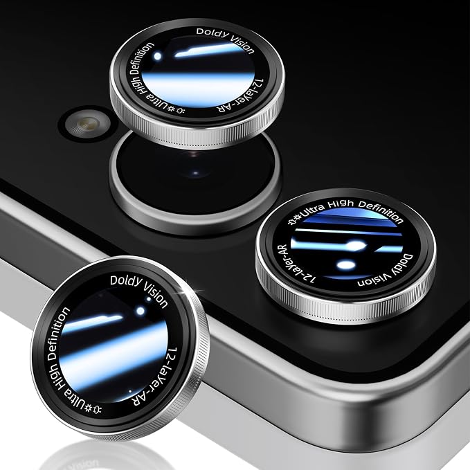 HelloDeere for Samsung Galaxy Z Flip 8 Camera Lens Protector, Military-Grade 9H+ Tempered Glass with AR Optical Tech HD Anti-Glare Anti-Scratch Metal Individual Ring Easy Install Case Friendly, Silver by HOME