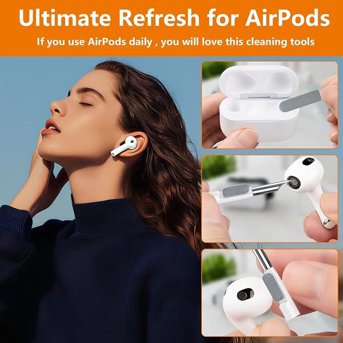 Cell Phone Cleaning Kit, iPhone Cleaning Kit for Charging Port Cleaner Keyboard Cleaning Kit for Airpods/Android/USB C/Earbuds/Laptop/iPad/Camera Lens with Stylus Pen (Black Brush Refill) - Image 7