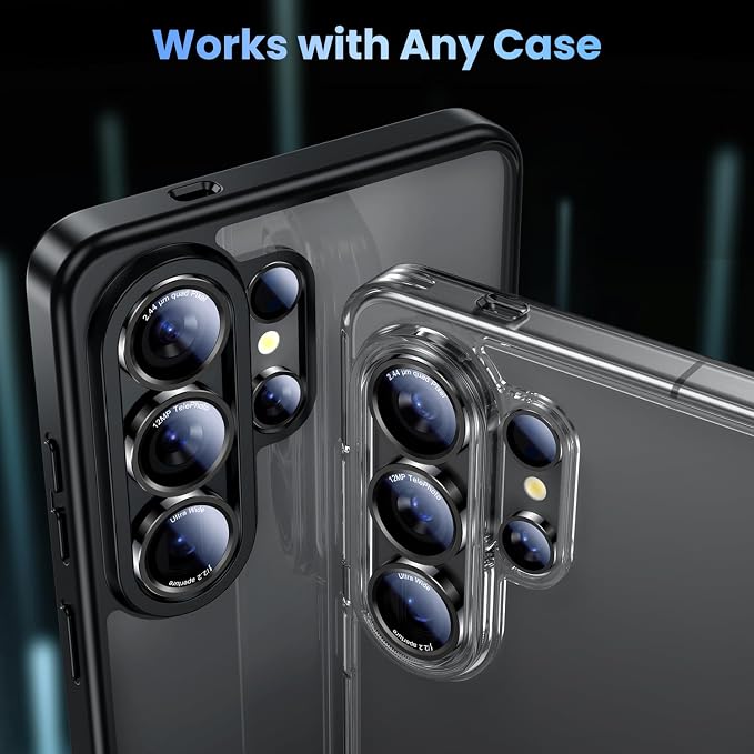 Uyiton for Samsung Galaxy S26 Ultra Camera Lens Protector, Unique Design | Case-Friendly, Ultra-Thin, Military-Grade Sapphire Glass with Aluminum Metal Rear Camera Screen Cover, Black - Image 5