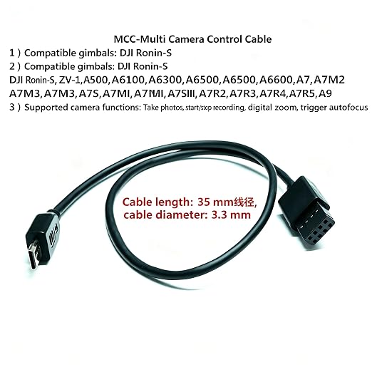 for DJI Ronin-S to Sony Camera Control Cable (MCC-Multi) 13.8in/35cm Extension Cord for Shutter Release Video Record Start/Stop & Focus Compatible with A7/A9/A7R/A7S/A6000/A6300/A6500/A1/ZV-1 Series - Image 3