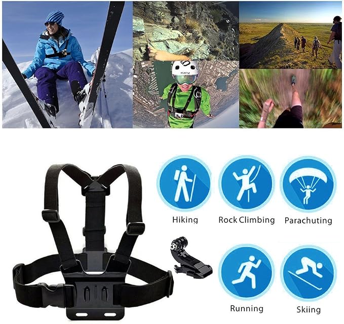 TEKCAM Chest Harness Mount Compatible with Gopro AKASO Action Camera | Compatible with Go pro Hero 13 12 11 10 9 8 AKASO EK7000 Brave 4 ODDV Hiicam DJI Osmo Icefox, Adjustable Chest Strap Mount - Image 5