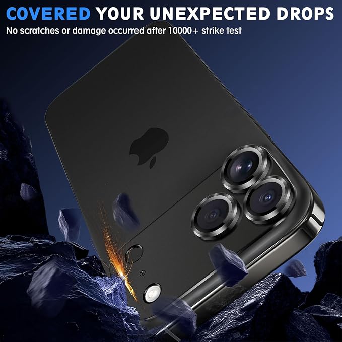 SiHPuoy Camera Lens Protector for iPhone 17 Pro Max, Tempered Glass, Black | 2pcs, 9H+ Hardness, Military Grade Shatterproof, Anti-Scratch, Case Friendly, Metal Camera Cover, Does not Affect Night Shots - Image 7