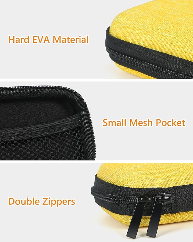 Gold-Yellow Mini Earbud Case, Cute Protective Pouch for Apple Airpods | Fits Samsung Galaxy Buds, JBL, Sony, Cable, Card, Earplugs, Heart Monitor, Small Hard Shell Bag - Image 4