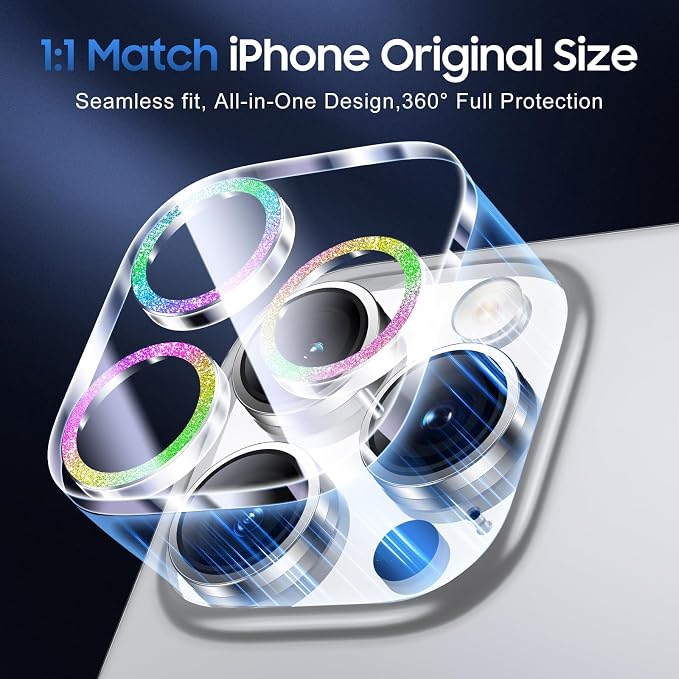 UniqueMe for 3 Pack iPhone 16 Pro/16 Pro Max Camera Lens Protector-Colorful | Drop Protection, Case Friendly, 9H Tempered Glass, Camera Cover Screen, Update New Version - Image 5