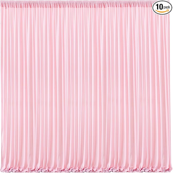 Pink Backdrop Curtains-Wrinkle-Free Polyester Photography Drapes Party Curtain Background for Baby Shower Wedding Decorations- 40 X10FT by WishCare