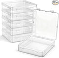 SATINIOR 12 Pack Clear Plastic Beads Storage Containers Box with Hinged Lid for Beads and More (Square,5.91 x 5.91 x 1.5 Inch) by SATINIOR