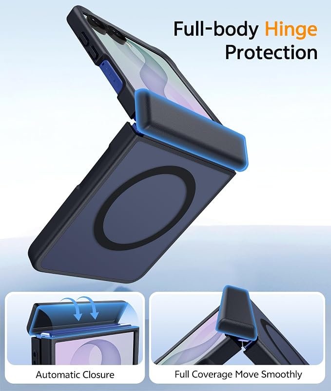 FNTCASE for Samsung Galaxy Z Flip 8 Case, Fit for Magsafe, Screen Protector | Hinge Protection, Translucent Matte, 18FT Military Grade Drop Proof, Protective Phone Cover, Black - Image 5
