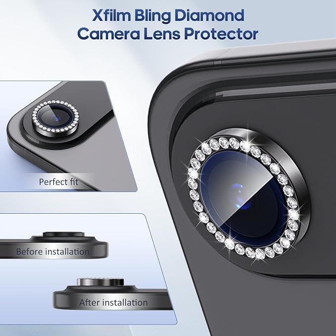 for iPhone 17 Air Camera Lens Protector Cover Bling Diamond, Black | Individual Metal, 9H Hardness, Scratch Resistant, Shockproof, Drop Protection, Case Friendly, Stylish Accessories - Image 5