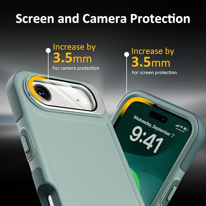 Follaroma Magnetic for iPhone 17 Air Case with Camera Cover Stand, Green | Built-in Glass Camera Cover Stand,Compatible with MagSafe,Heavy Duty Shockproof Protective,Military-Grade Anti-DropDual Case - Image 7