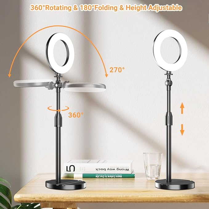 Portable Travel Ring Light for Laptop Zoom Video Conference, 5'' Bright Circle Light with Extendable Stand, Small Halo Lighting with Phone Holder for Video Recording Live Stream Facetime Photography - Image 4