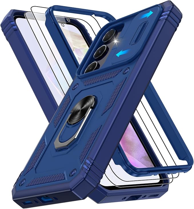 Gritup for Galaxy A35 5G Case Military-Grade Shockproof with Kickstand Blue | with 2 PCS Screen Protector, Slide Camera Cover, Heavy Duty Outdoor Protection Funda para A 35 Phone Cover, Blue by Gritup