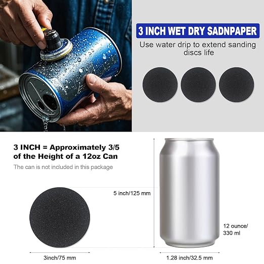 133 PCS Sanding Disc Drill Polishing Kit Sanding Attachment, 3 Inch Wet Dry Headlight Restoration Kit, Hook and Loop Sandpaper Buffing Pads with Rotary Tools for Car Wood Metal Glass Resin Expoxy - Image 4