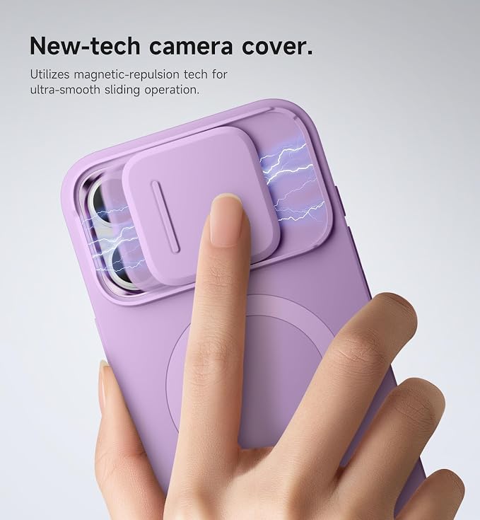 SURITCH for iPhone 16 Pro Max Case with Magnetic Camera Slide Cover and Adjustable Kickstand, Compatible with MagSafe, Shockproof Bumper Case Slim Protective Cover 6.9 Inch, Taro Purple - Image 4