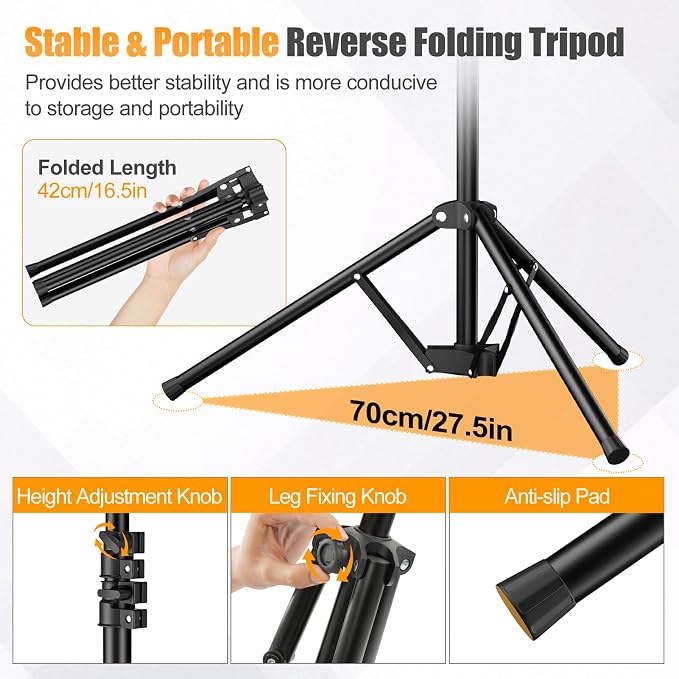White Photo Backdrop with 5x6.5ft T-Shaped Stand for Photoshoot | 5x7ft Portable White Backdrop Stand Kit with Carrying Bag, 5 Strong Spring Clamps for Baby Shower Portrait Live Streaming - Image 4