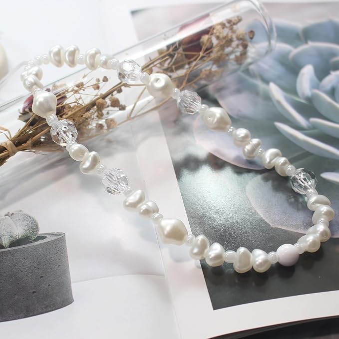 Beaded Camera Wrist Strap,Cute Phone Charm Decor,Pearl Bracelet Wrist Strap | Phone Keychain Decoration for Wallet,Durable Nylon Rope Lanyard,Compatible with all Phone Case,Silver Star - Image 4