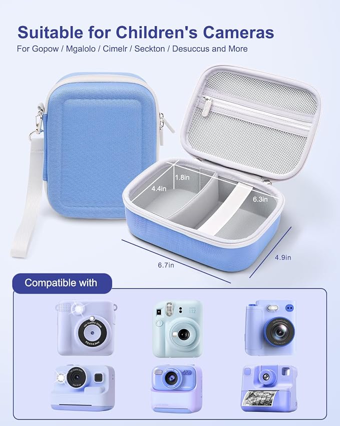 Krypthos Kids Instant Print Camera Case for Dylanto for ESOXOFFORE (Blue) | Compatible with ESOXOFFORE, Dylanto, DUDUDRAGON, Zostuic, Gofunly, Cimizi, Paper Storage, Shockproof, Durable, Easy to Carry - Image 2